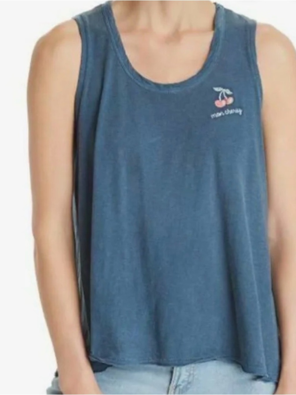 Sundry Mon Cherry Tank Top Blue Tank Top